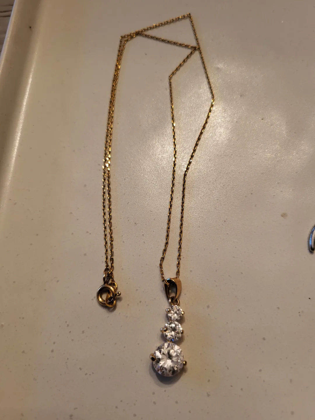 Gold-tone Three-Stone Pendant Necklace thumbnail