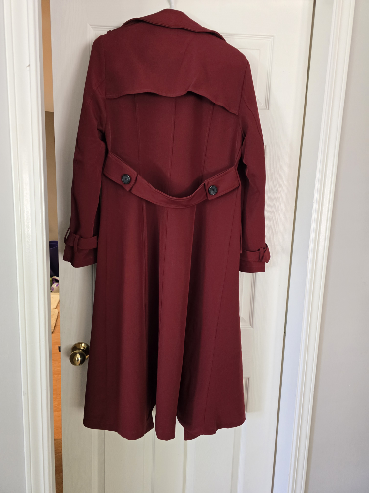 Burgundy Double-Breasted Trench Coat - photo 3