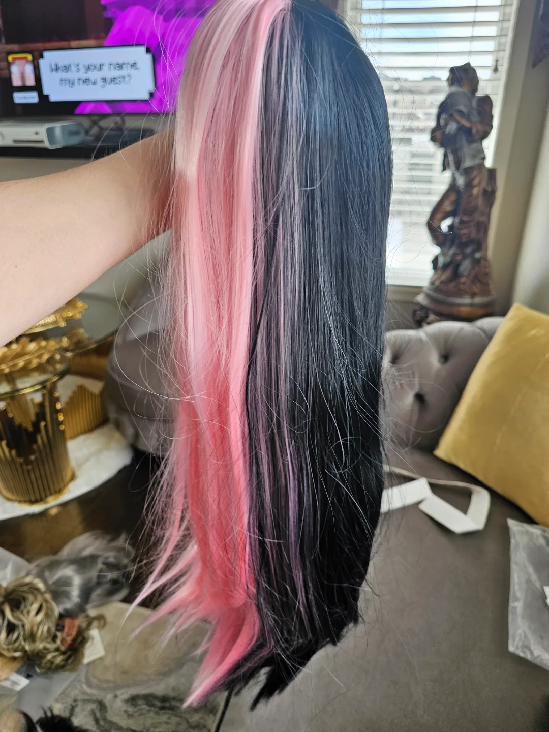 Pink and Black Two-Tone Long Straight thumbnail