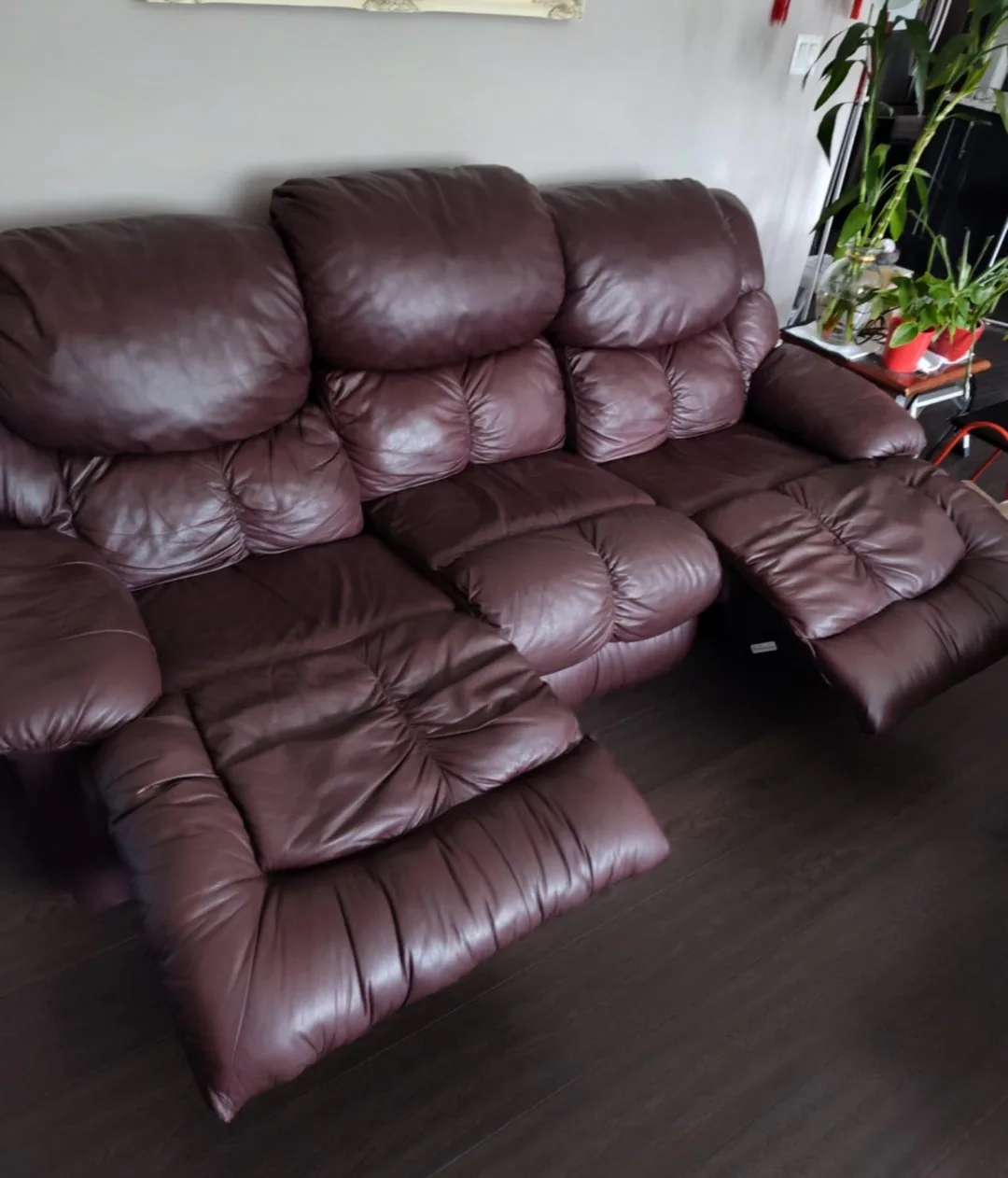Palliser Brown Leather Reclining Sofa