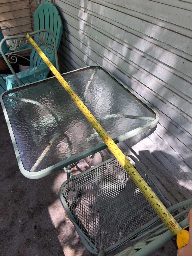 Vintage Metal Patio Set with Glass Top Table
