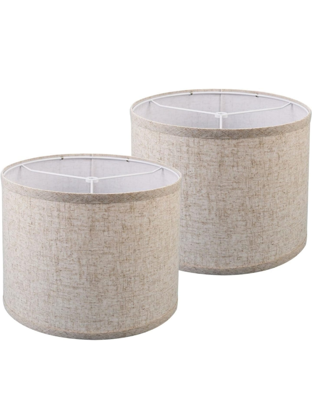 Pair of Beige Linen Drum Lampshades - photo 2
