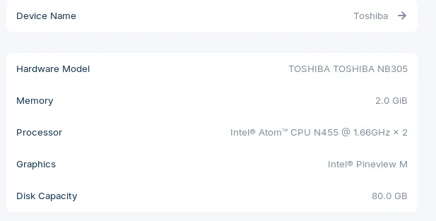 Toshiba NB305 Netbook thumbnail