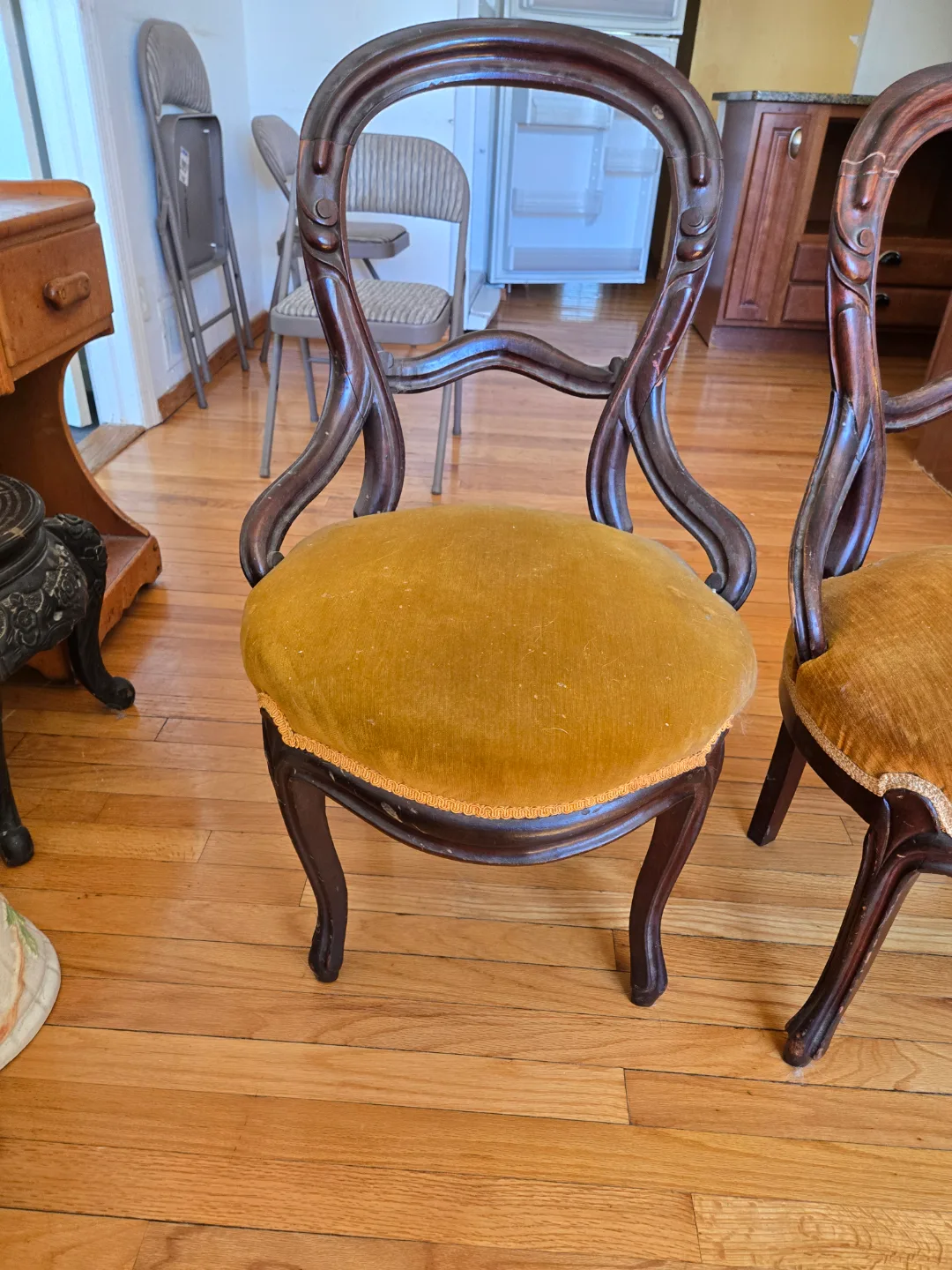 REDUCED - Antique Wooden Chairs - Set of Three image indicator(2)