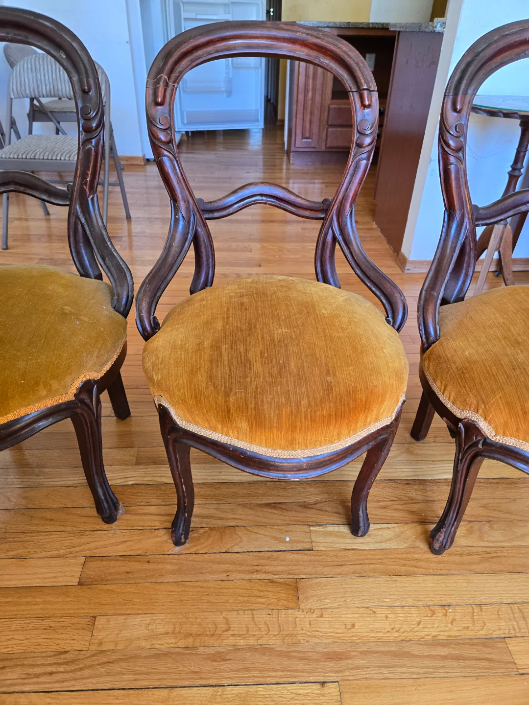REDUCED - Antique Wooden Chairs - Set of Three image indicator(3)