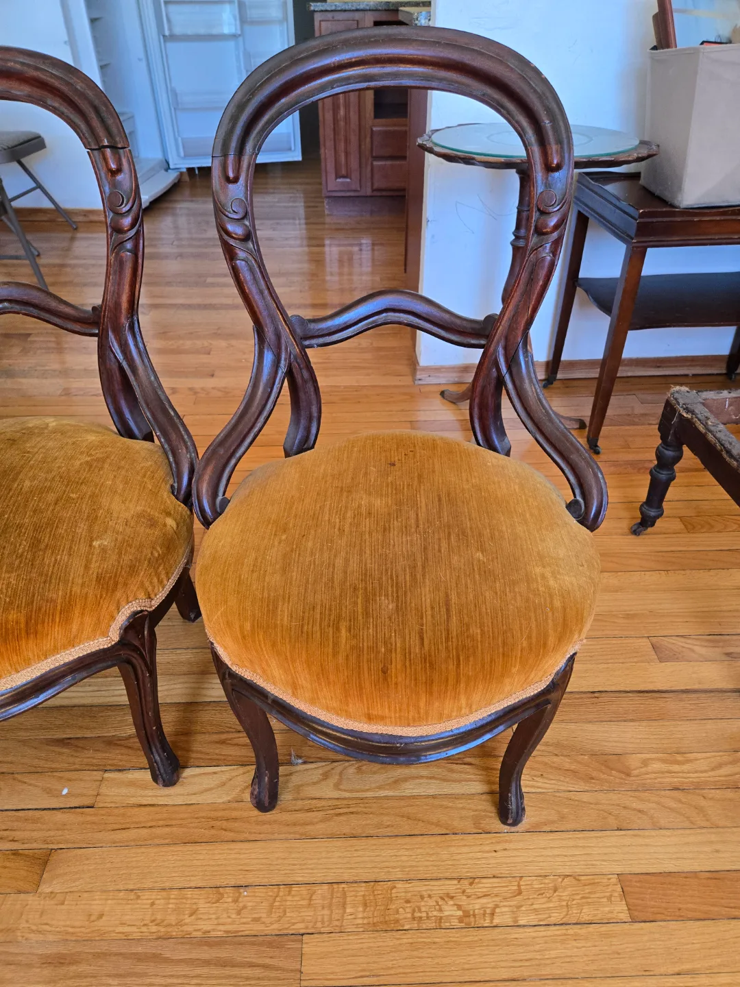 REDUCED - Antique Wooden Chairs - Set of Three image indicator(4)