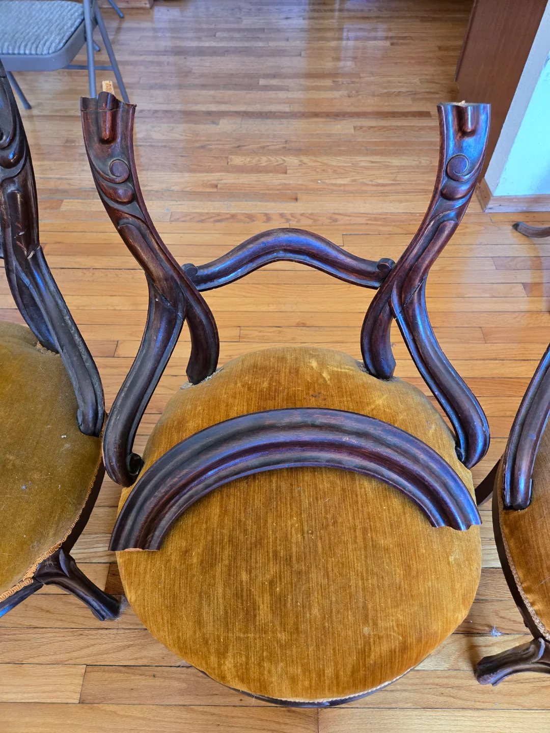 REDUCED - Antique Wooden Chairs - Set of Three image indicator(5)