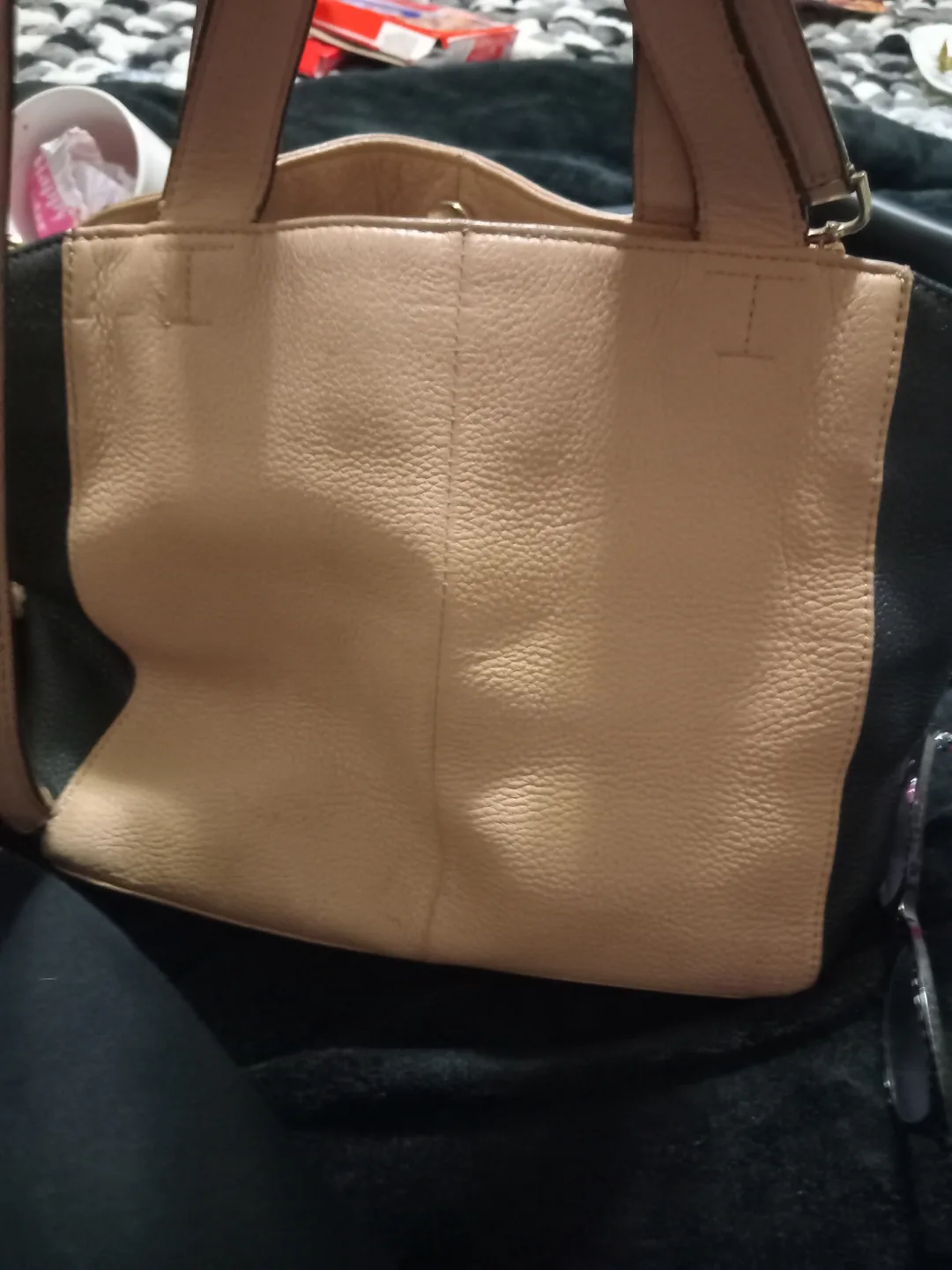 Calvin Klein Two-Tone Leather Tote Bag image indicator(3)