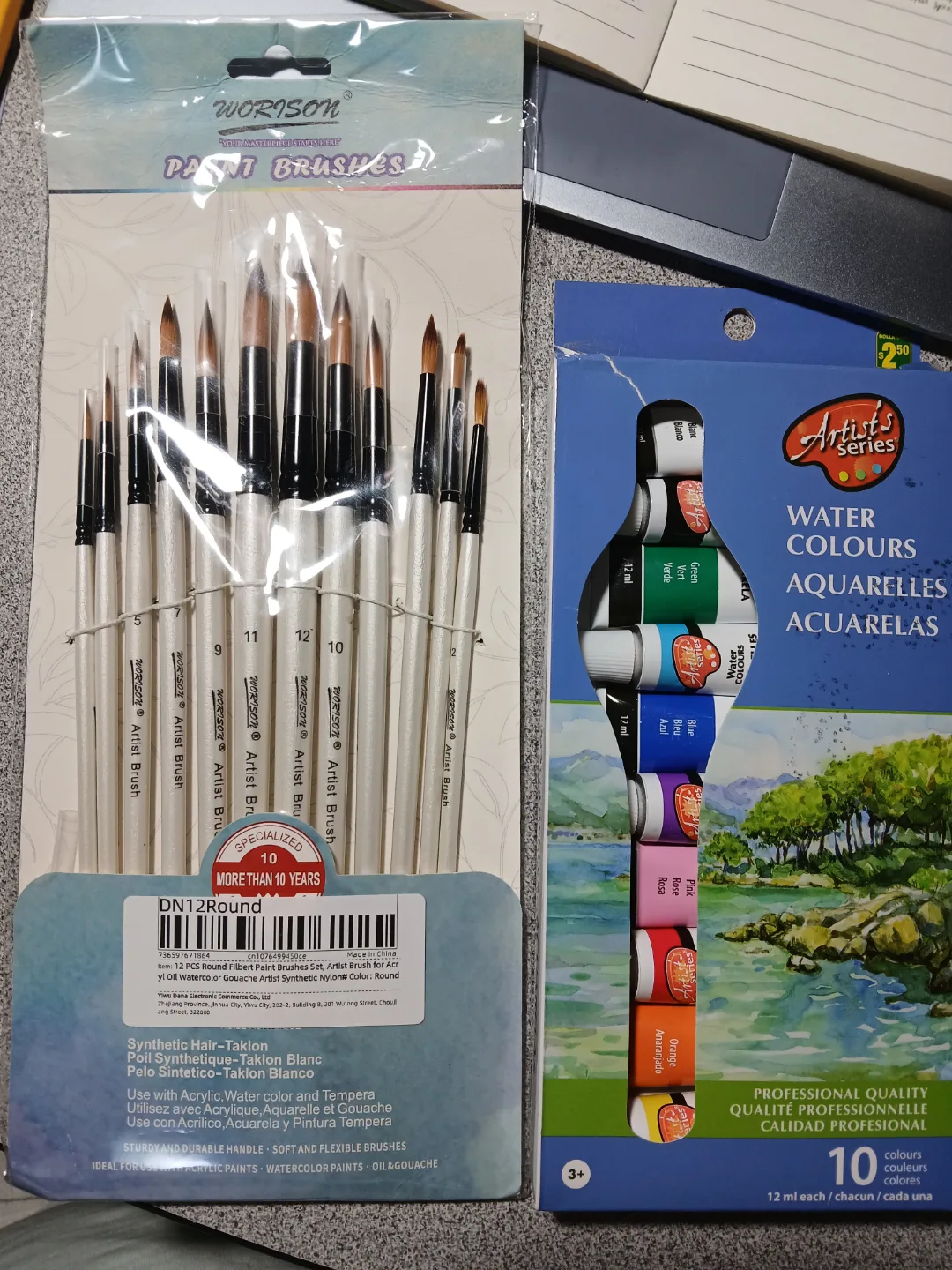 Watercolour/Acrylic(?) Paint Set with Brushes thumbnail