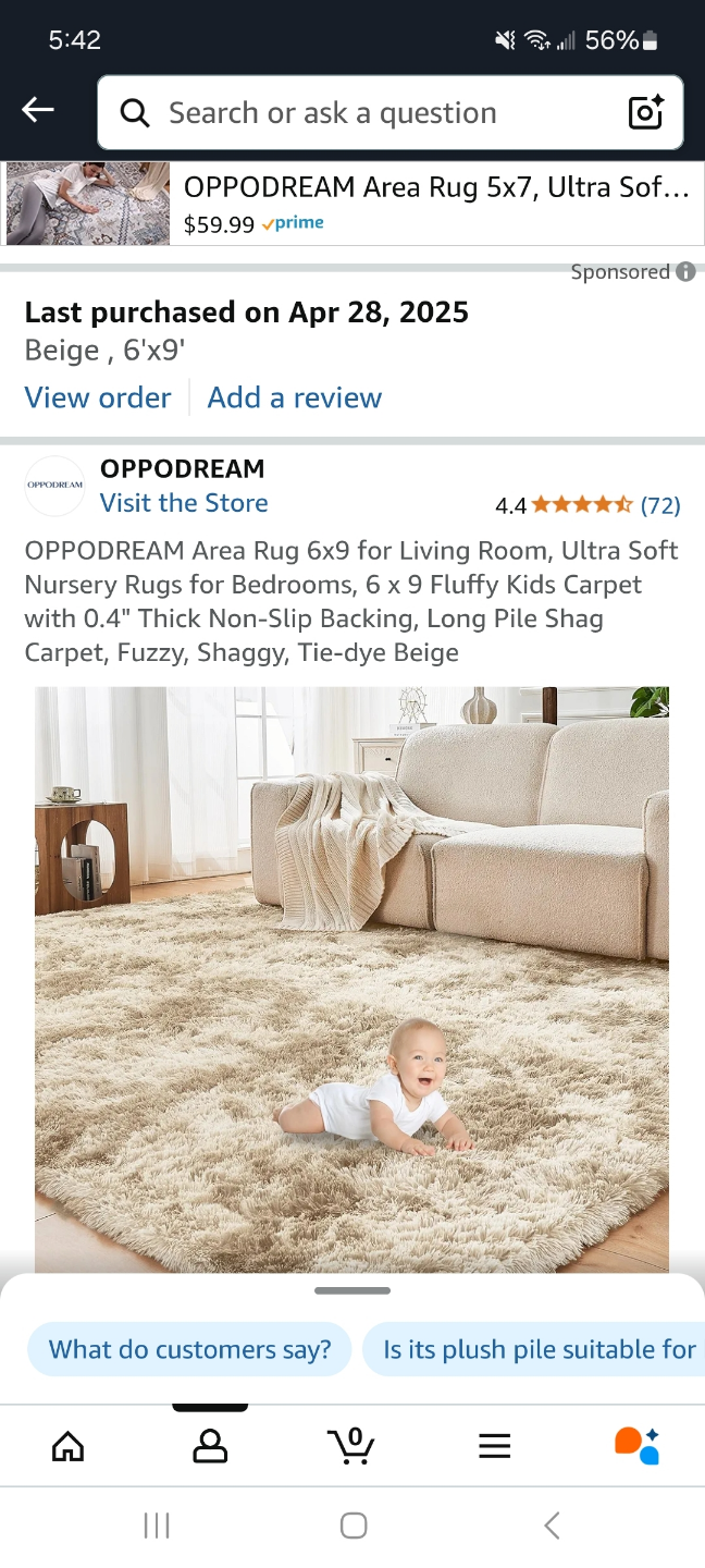 OPPODREAM 6x9 Beige Shag Rug