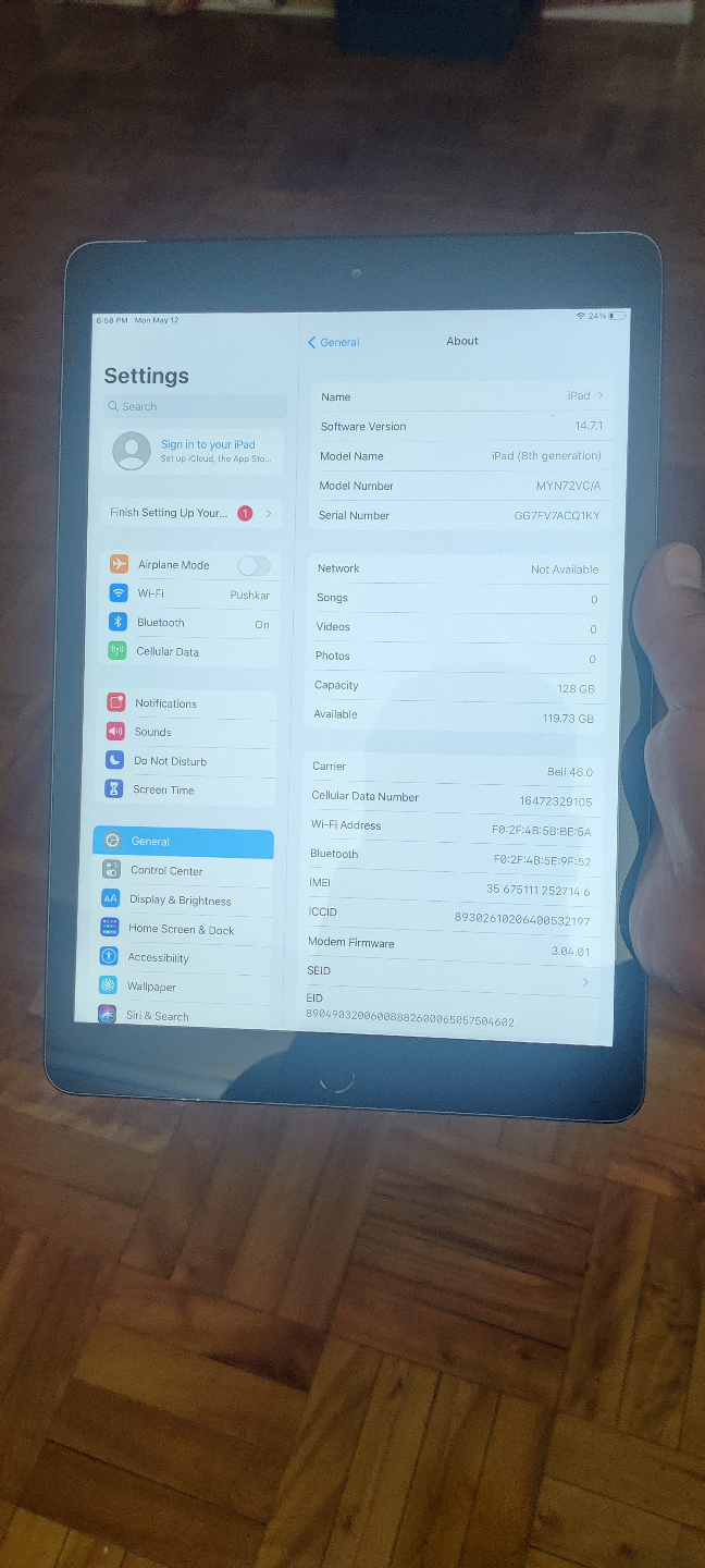 Ipad 8th gen Cellular version