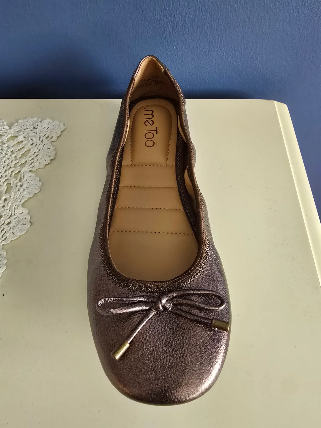 Me Too Women's Bronze Leather Ballerina Flats - Size 7M image indicator(2)