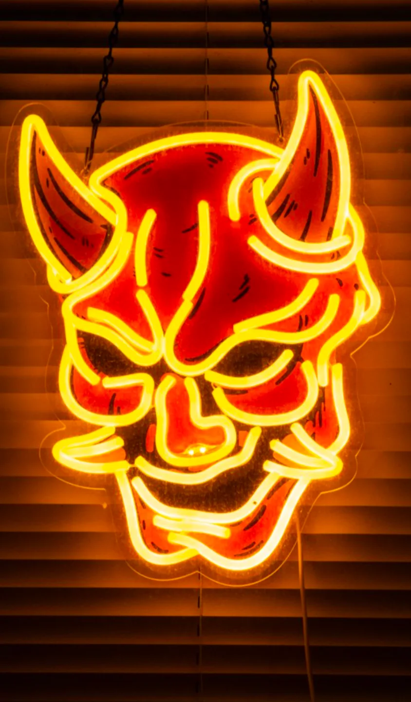 Neon led samurai Oni Mask Light thumbnail