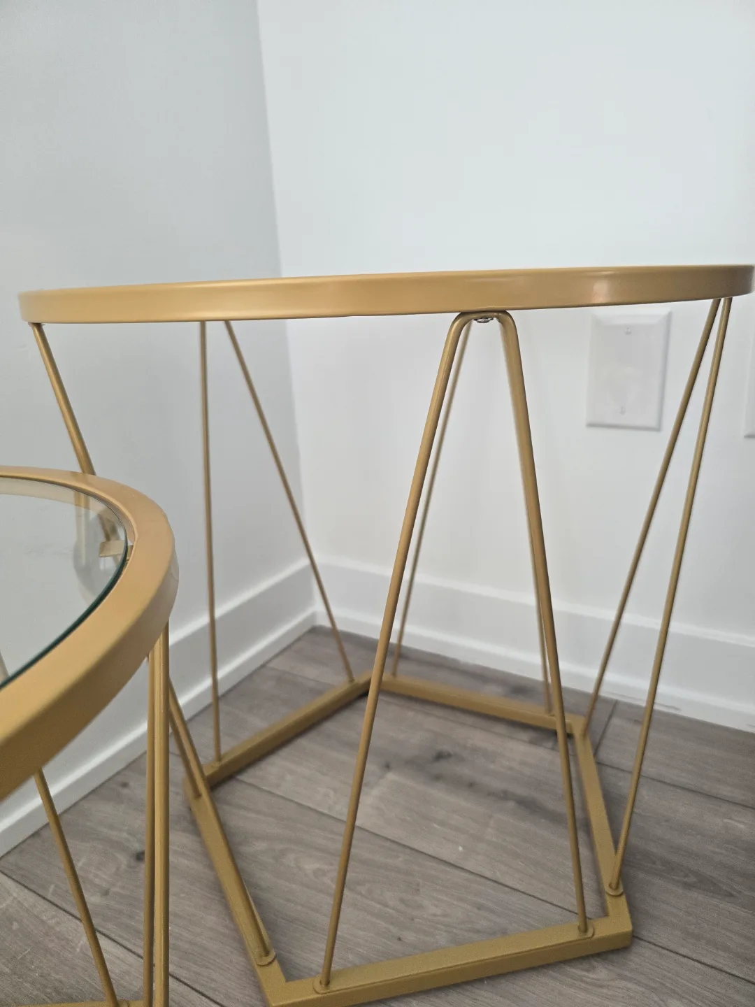 Gold Metal and Glass Nest of Tables- Tempered Glass image indicator(2)