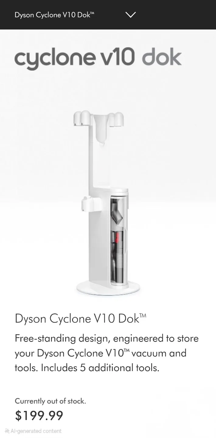 Dyson V10 Vacuum Dok/Stand thumbnail