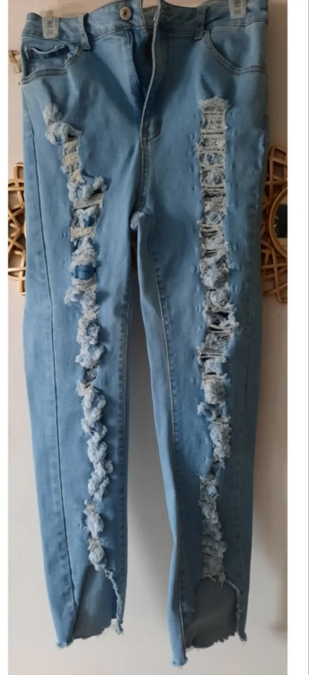 Light Wash Distressed Jeans thumbnail