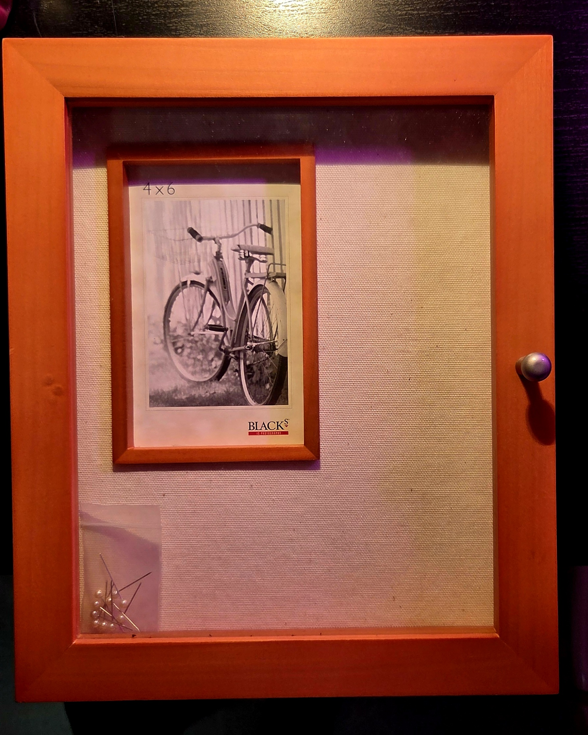 Orange Wooden Shadow Box Photo Pinboard
