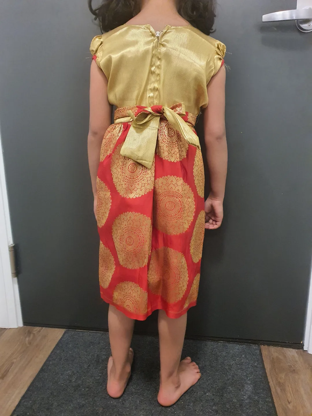 Girls' Red and Gold Indian Dress image indicator(2)