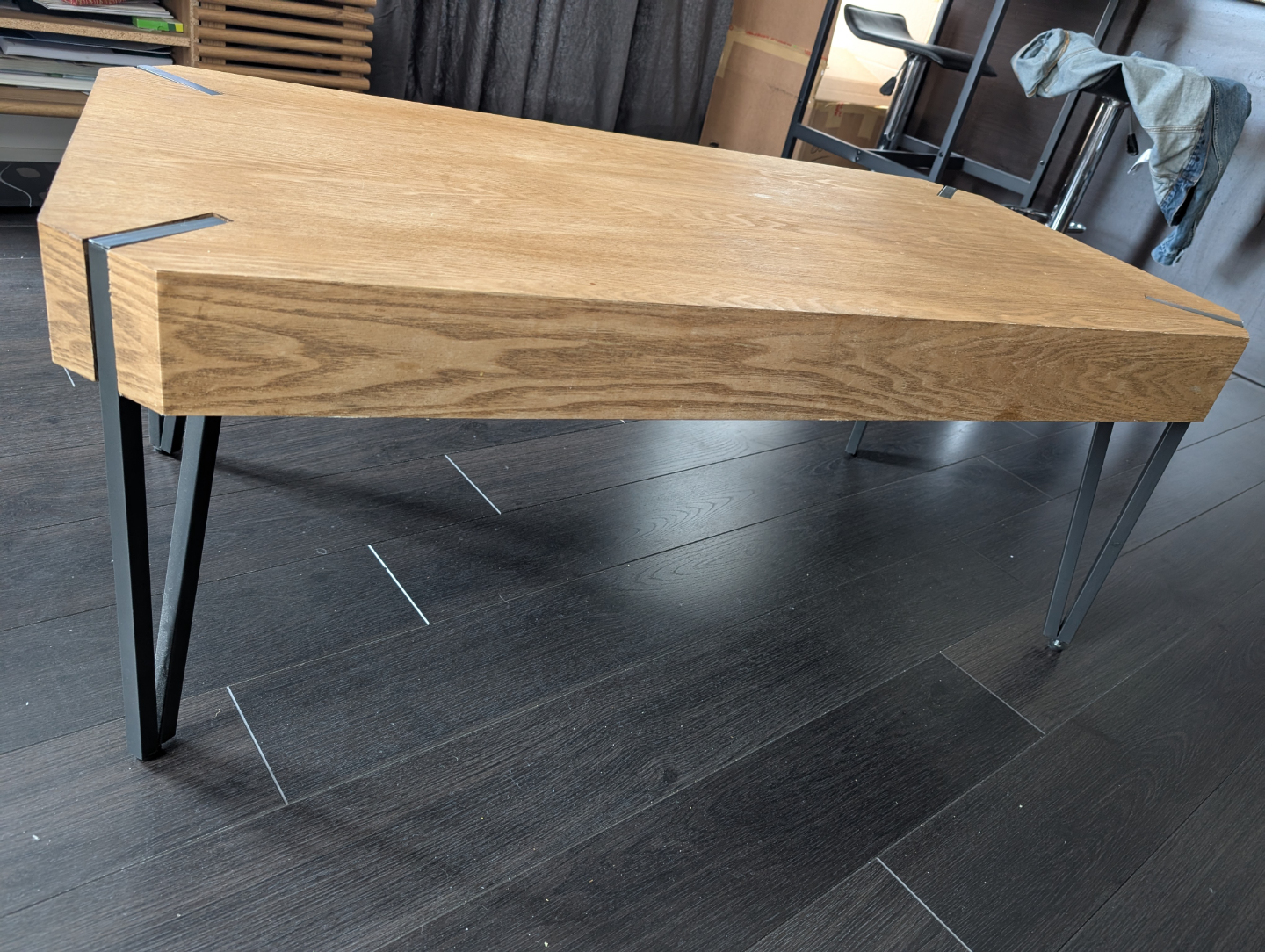 Modern Wood Coffee Table with Black Metal Legs - photo 2