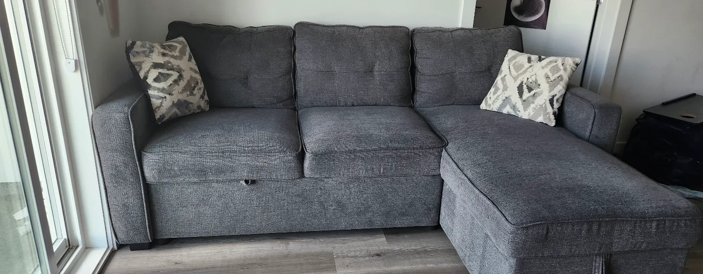 Grey Sectional Sofa with Pull-Out Sleeper