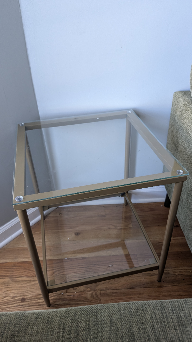 3pc set Gold Metal Glass Top Side/End Table