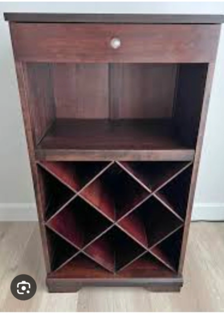 Dark Brown  Wood Wine Rack with Drawer - photo 4