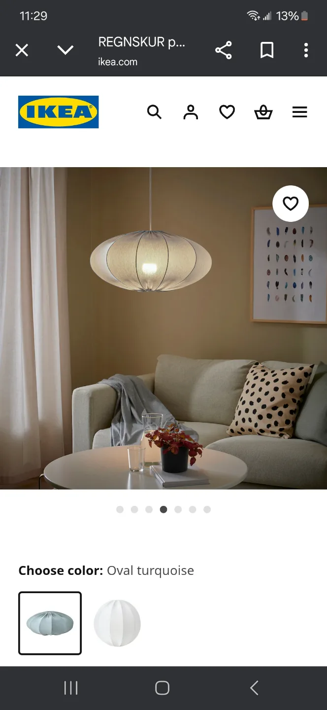 IKEA REGNSKUR Pendant Lamp - Oval Turquoise image indicator(2)
