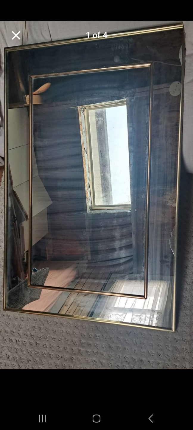 Vintage Double Gold Metal Framed Wall Mirror