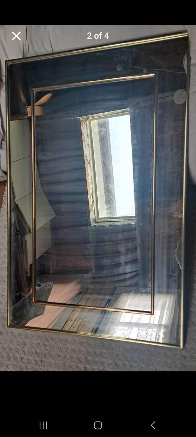 Vintage Double Gold Metal Framed Wall Mirror - photo 2