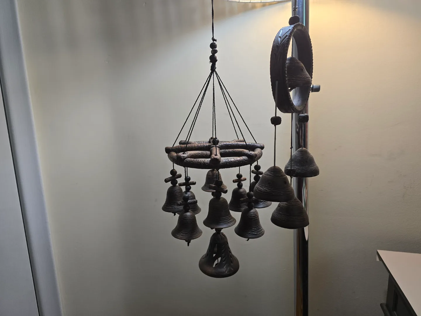 Rustic Wooden and Ceramic Bell Wind Chime thumbnail