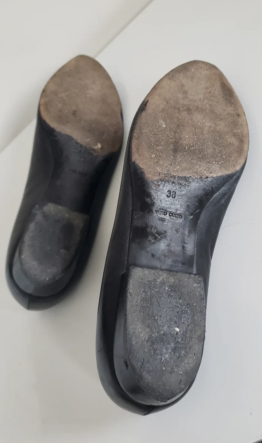 Prada Black Leather Pointed Toe Flats - Sz 38 image indicator(6)