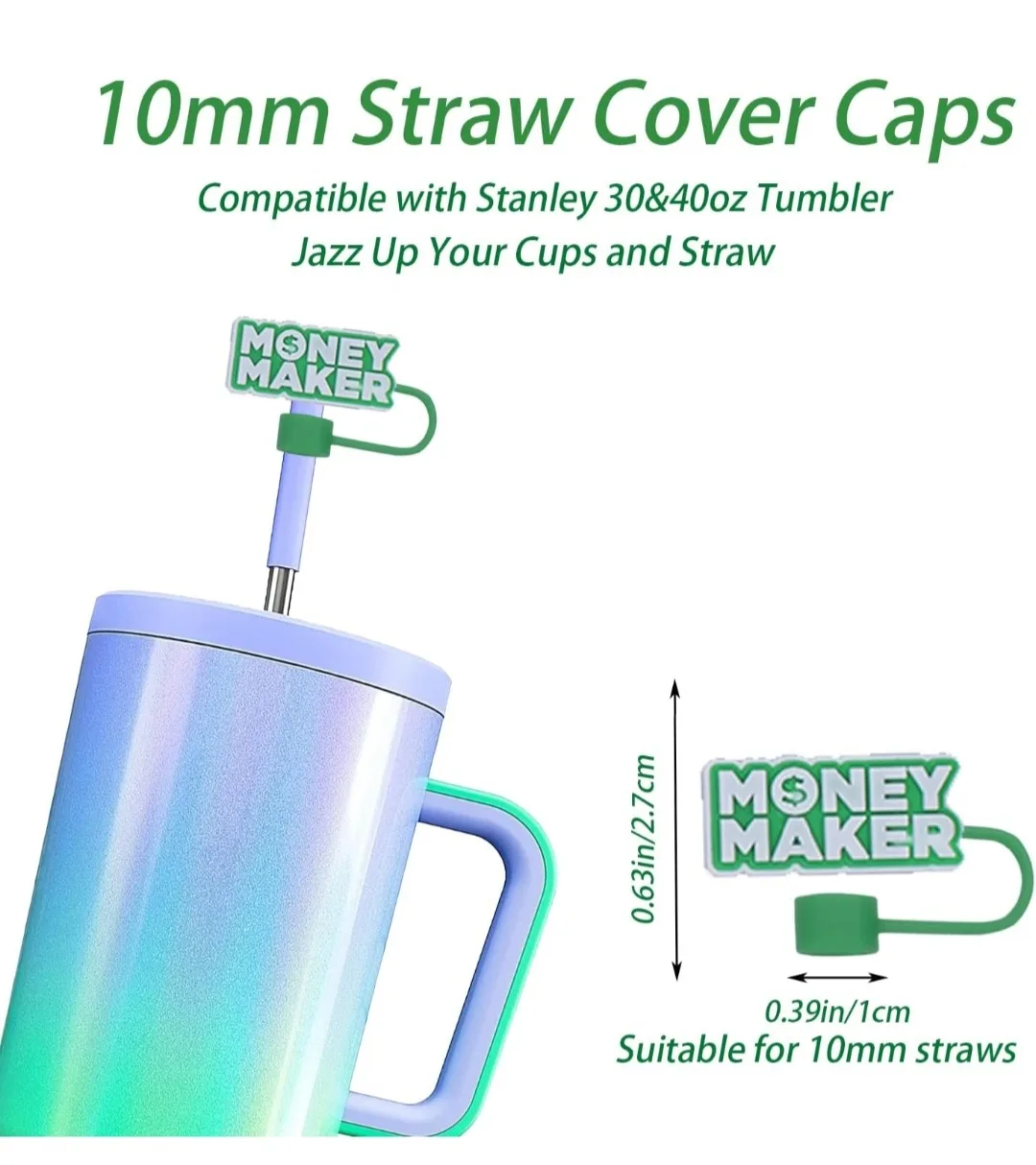 Set of 5 Cute Money-themed Silicone straw Covers image indicator(8)