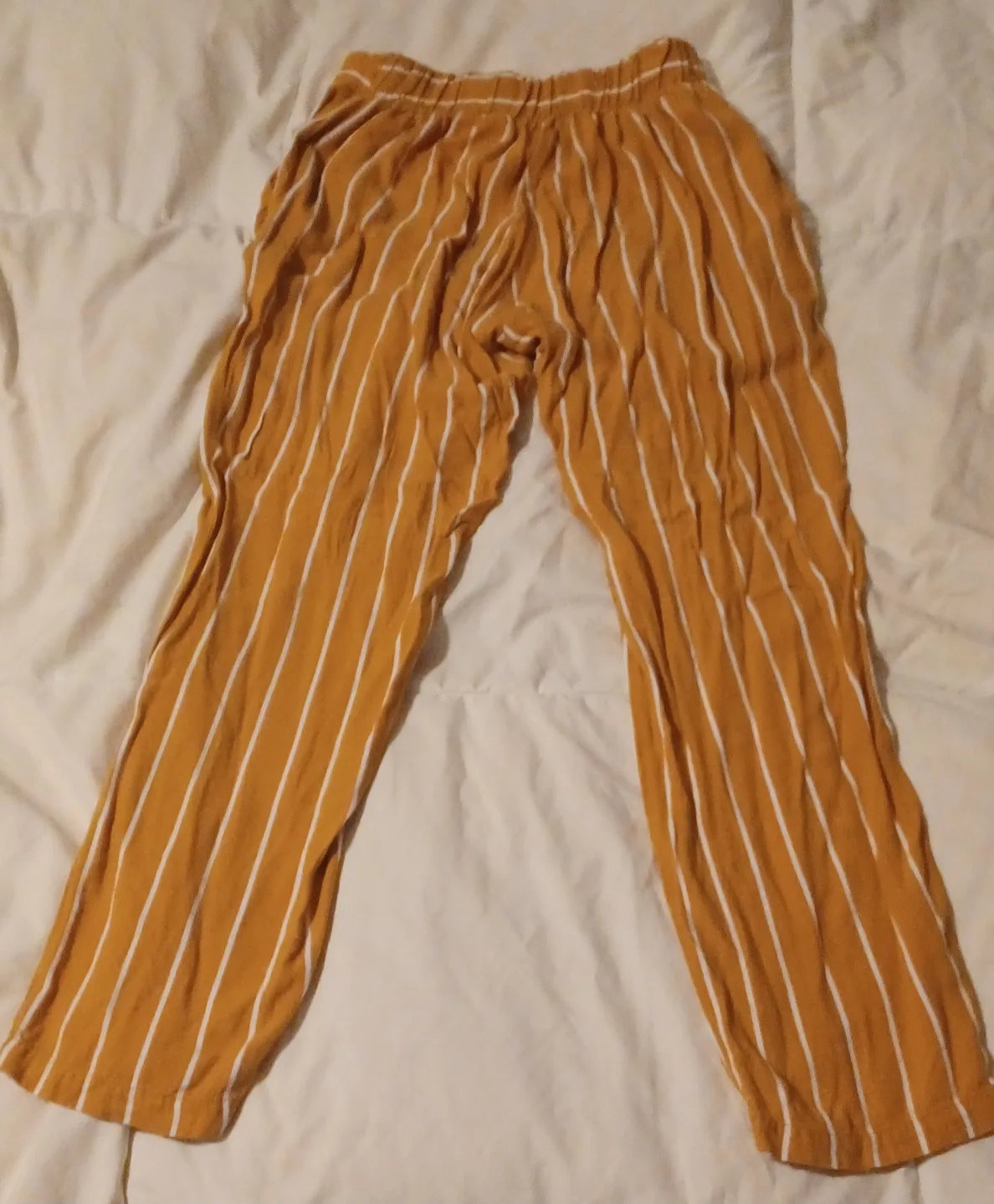 Ragged Trendy Mustard Yellow White Striped Pants Size 10 image indicator(3)
