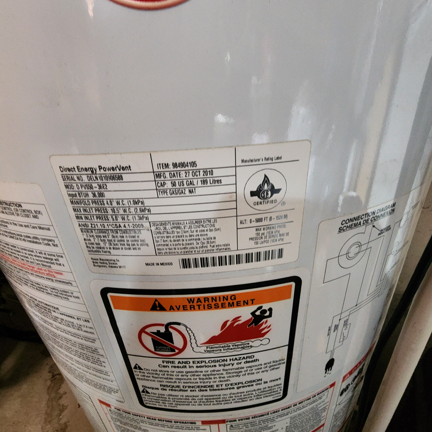 Rheem Direct Energy PowerVent Water Heater - photo 5