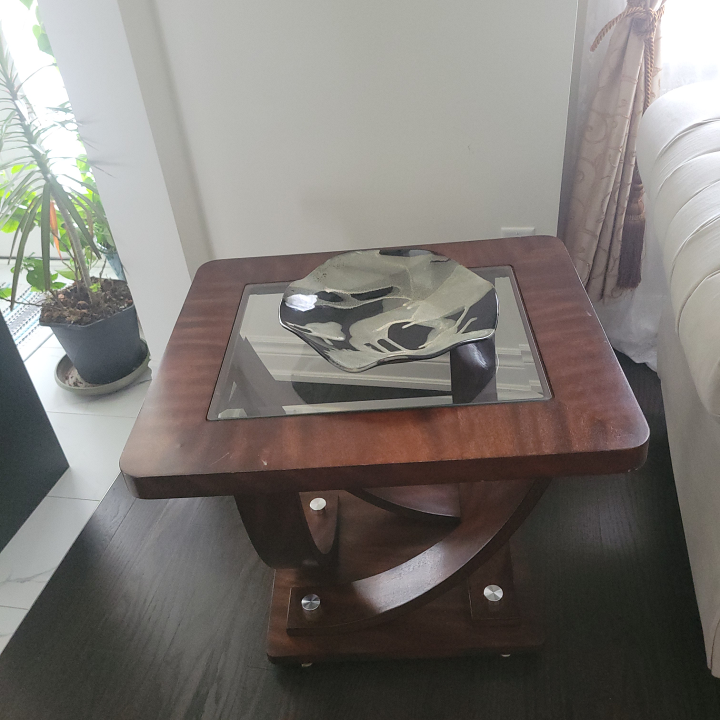 Modern Wood Coffee Table with Glass Top
