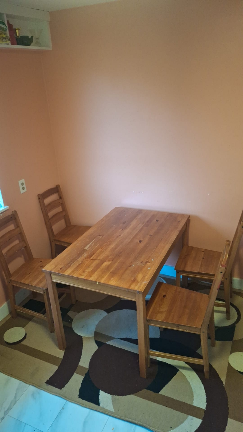 IKEA Wooden Dining Table and Four Chairs Set - photo 2