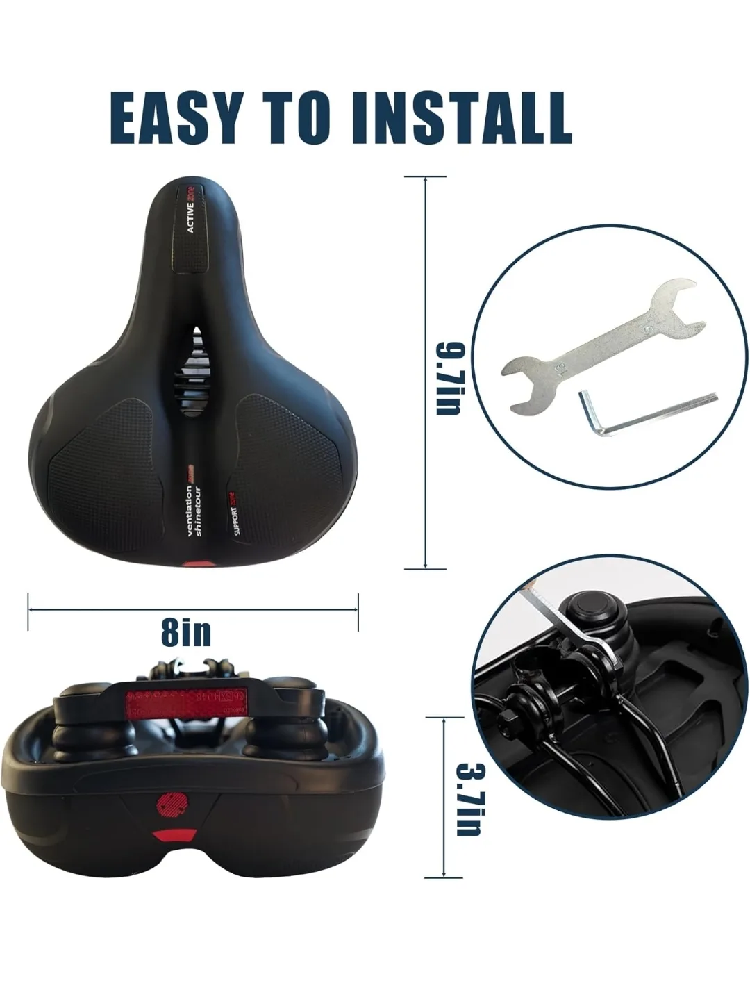 Active Zone Comfortable Bike Saddle with Shock Absorption image indicator(4)