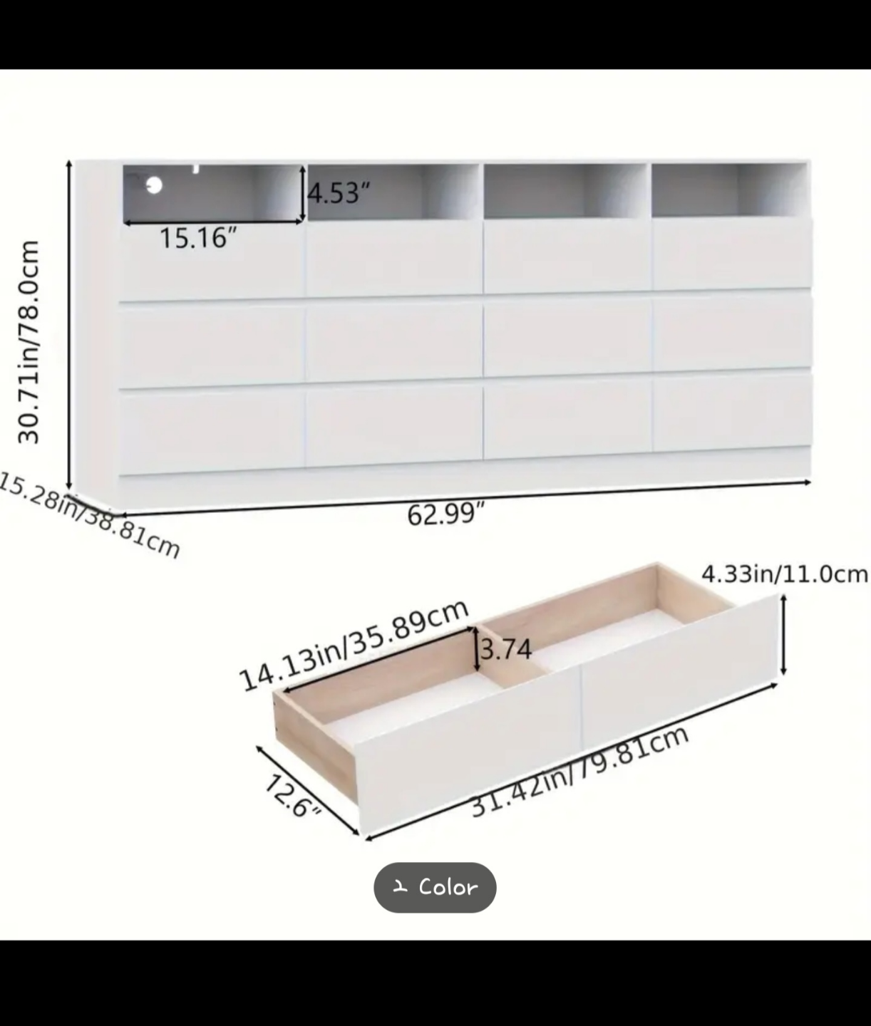 Modern White TV Stand with 12 Drawers and RGB LED Lights - photo 2