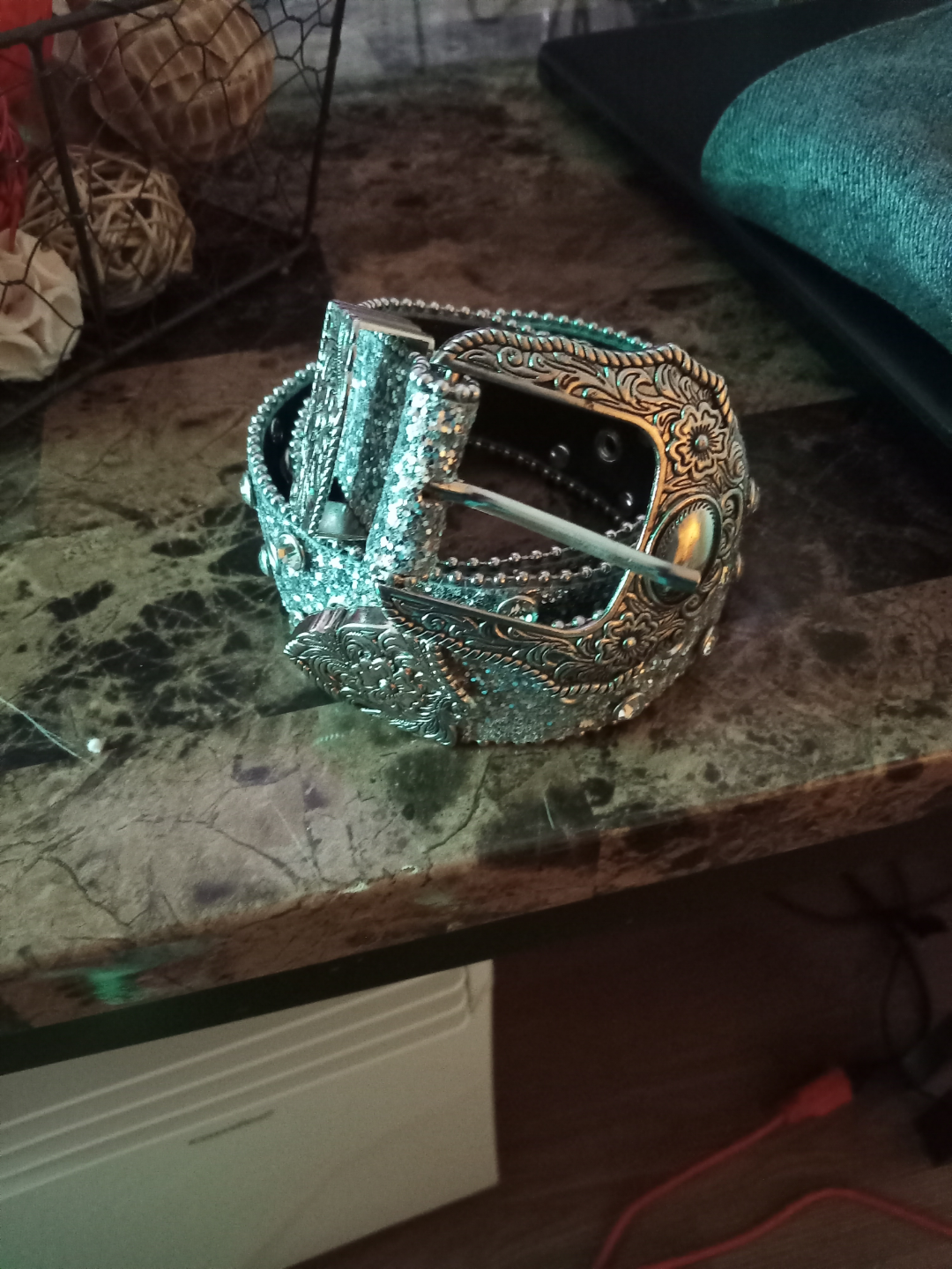 Rhinestone embellished silver belt - photo 2