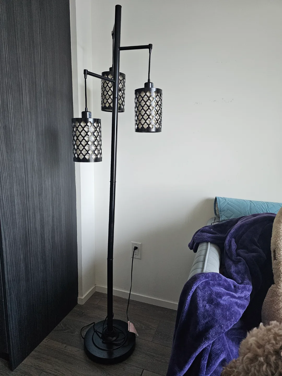 Three-Light Floor Lamp with Metal Shades thumbnail