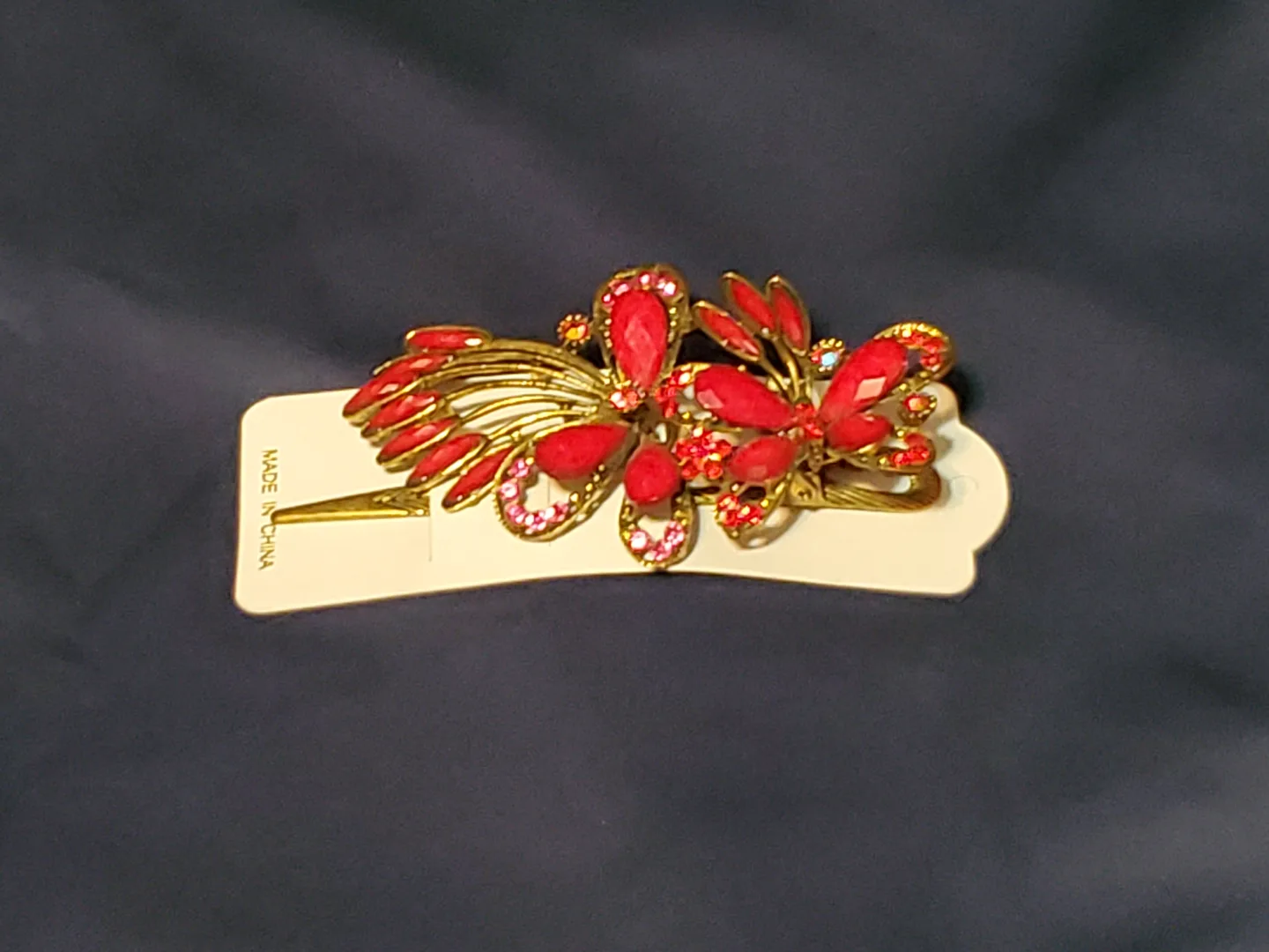 Red and Gold Flower Hair Clip image indicator(4)