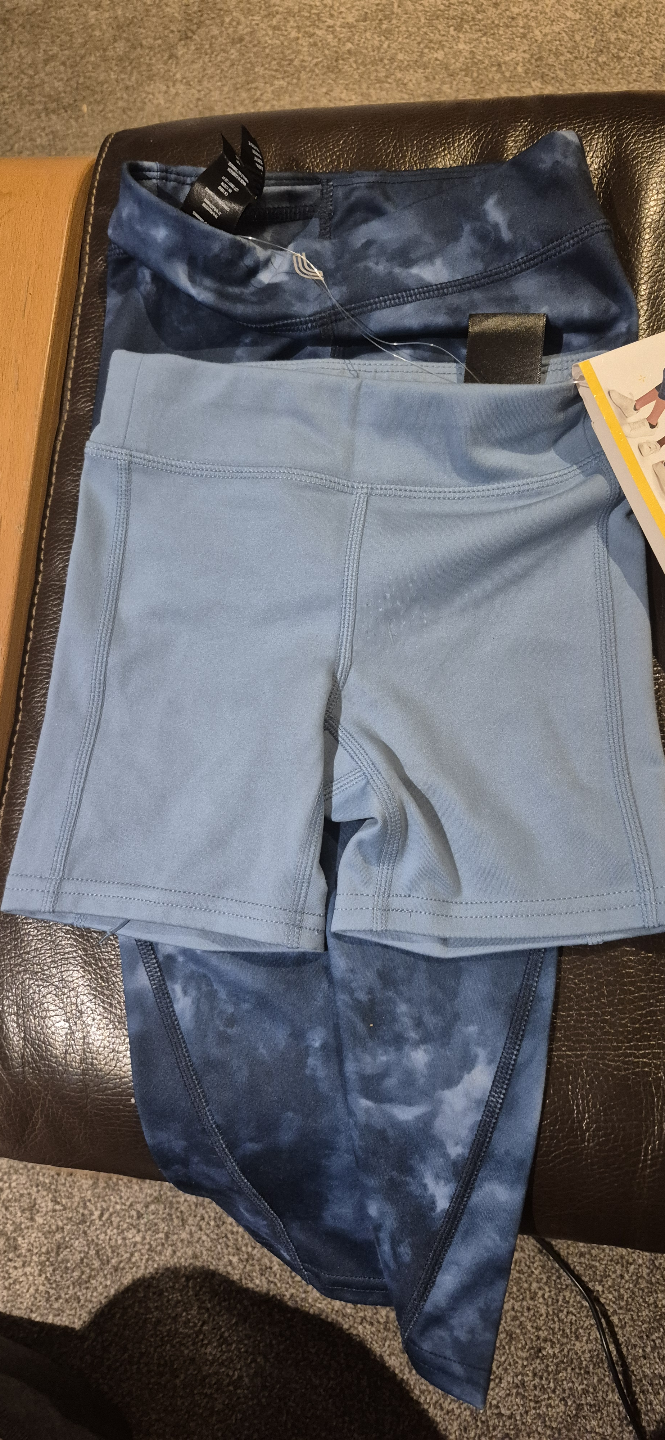 LOLë Girls' Capris & Biker Shorts  - Tie Dye Baby Blue