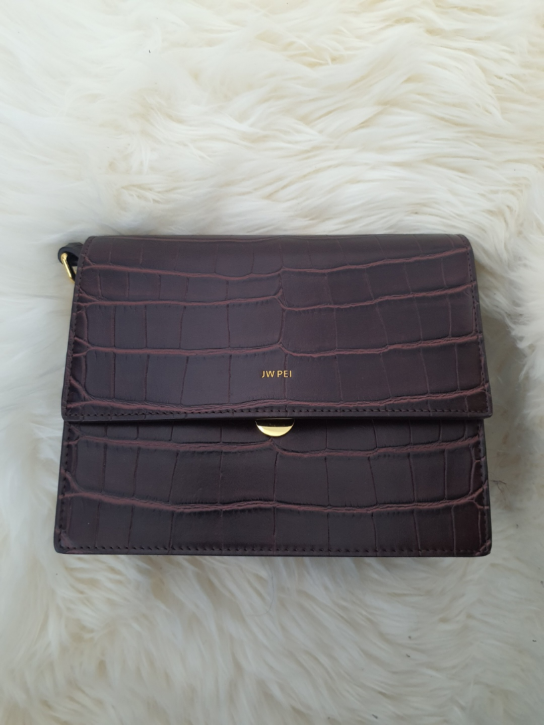 JW PEI Friday Croc-Embossed Leather Crossbody Bag - Burgundy - photo 2