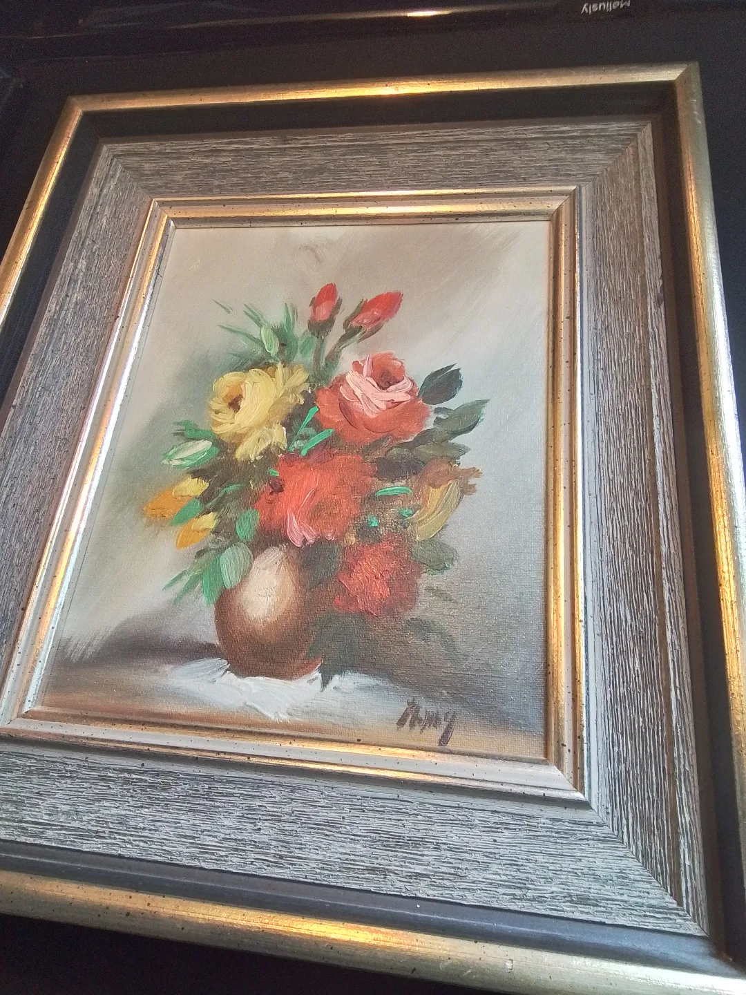 Original Framed Flower Oil Painting by Amy image indicator(4)