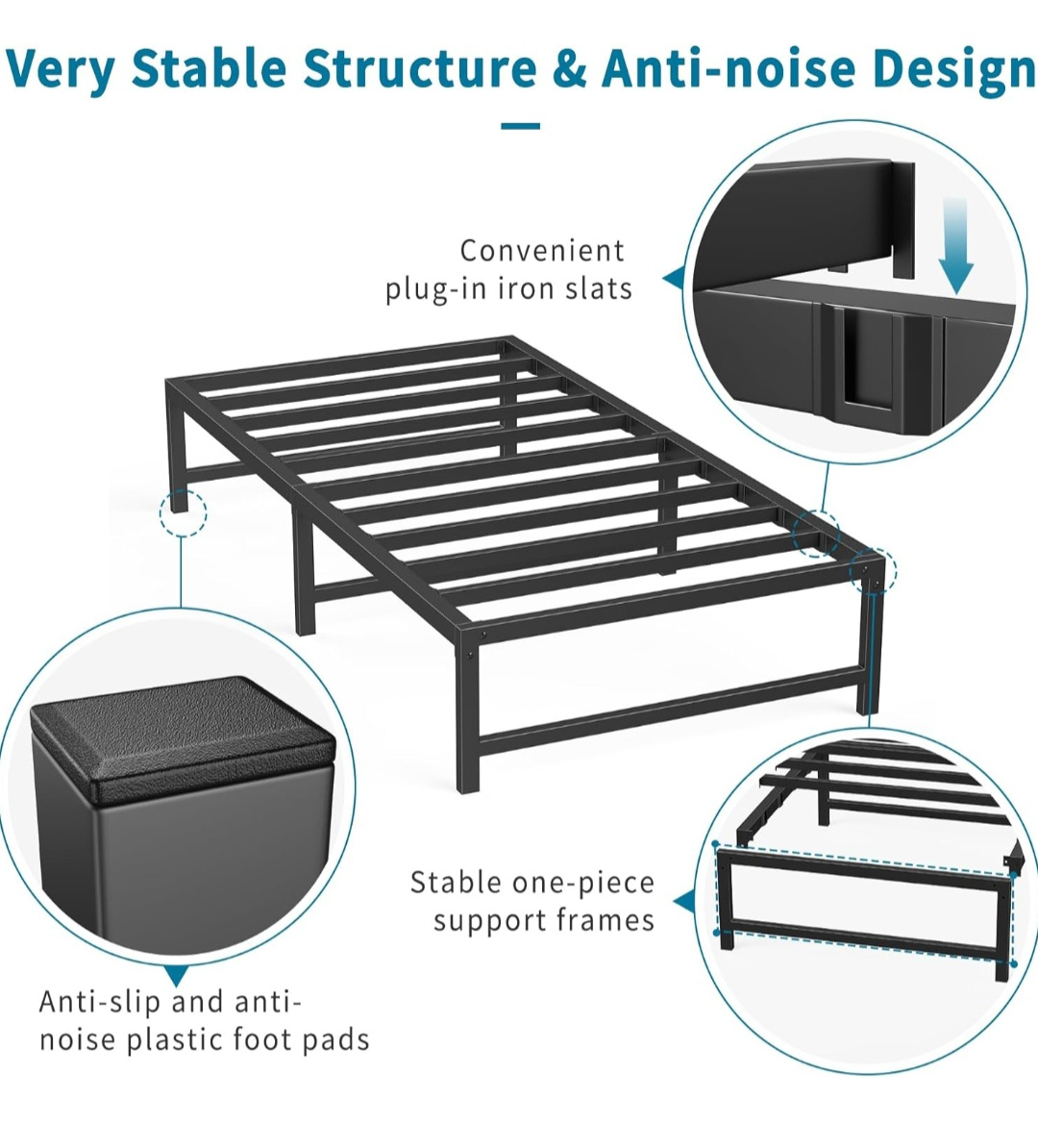 Metal Platform Bed Frame - Twin Size - Heavy Duty - - photo 2