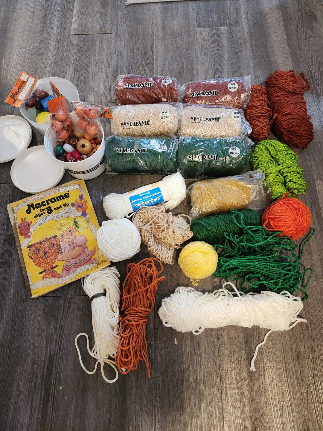 macrame wool and beads