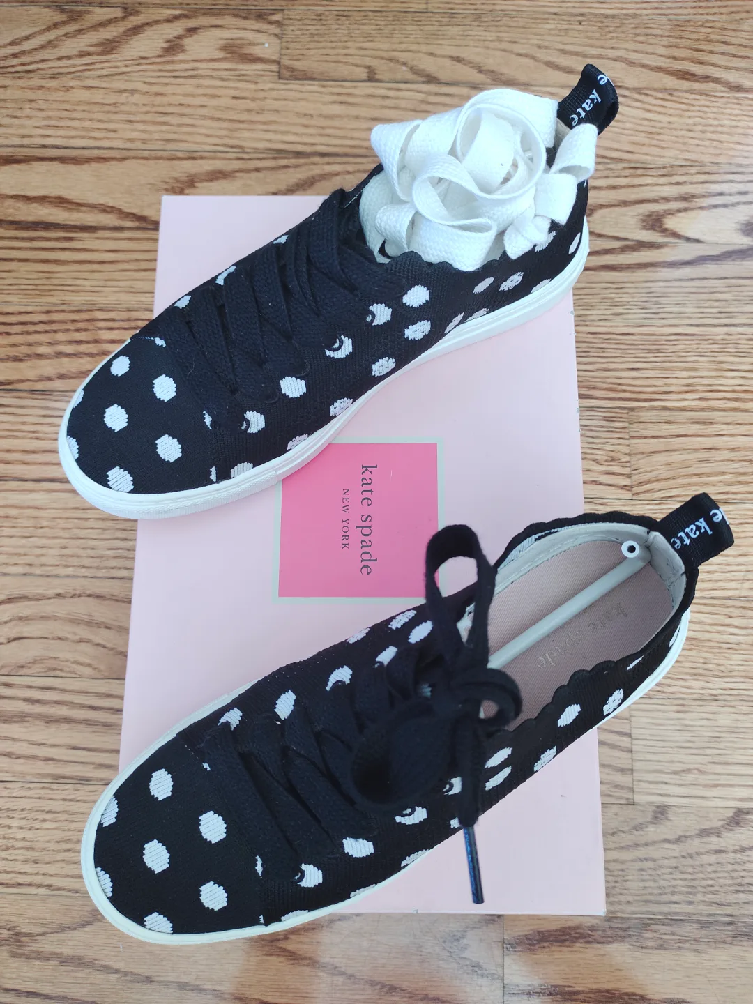 Kate Spade New York Black and White Polka Dot Knit Sneakers image indicator(2)