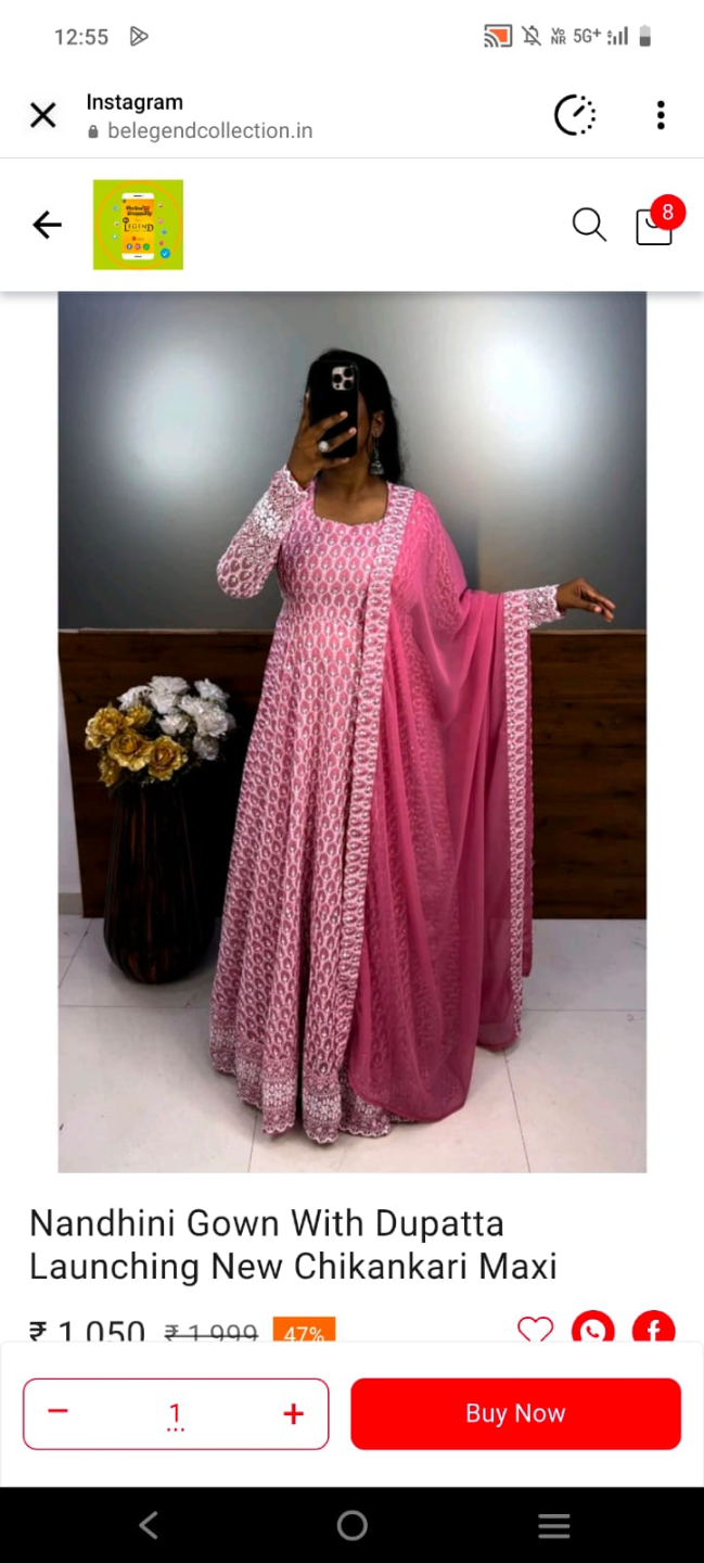 Nandhini Chikankari Maxi Gown with Dupatta