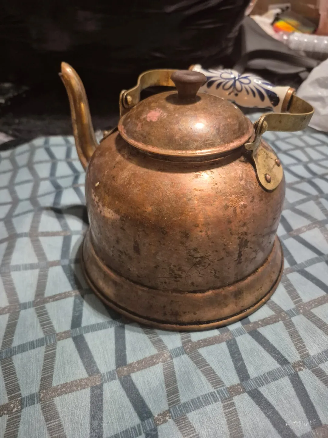Vintage Copper Kettle with Ceramic Handle thumbnail