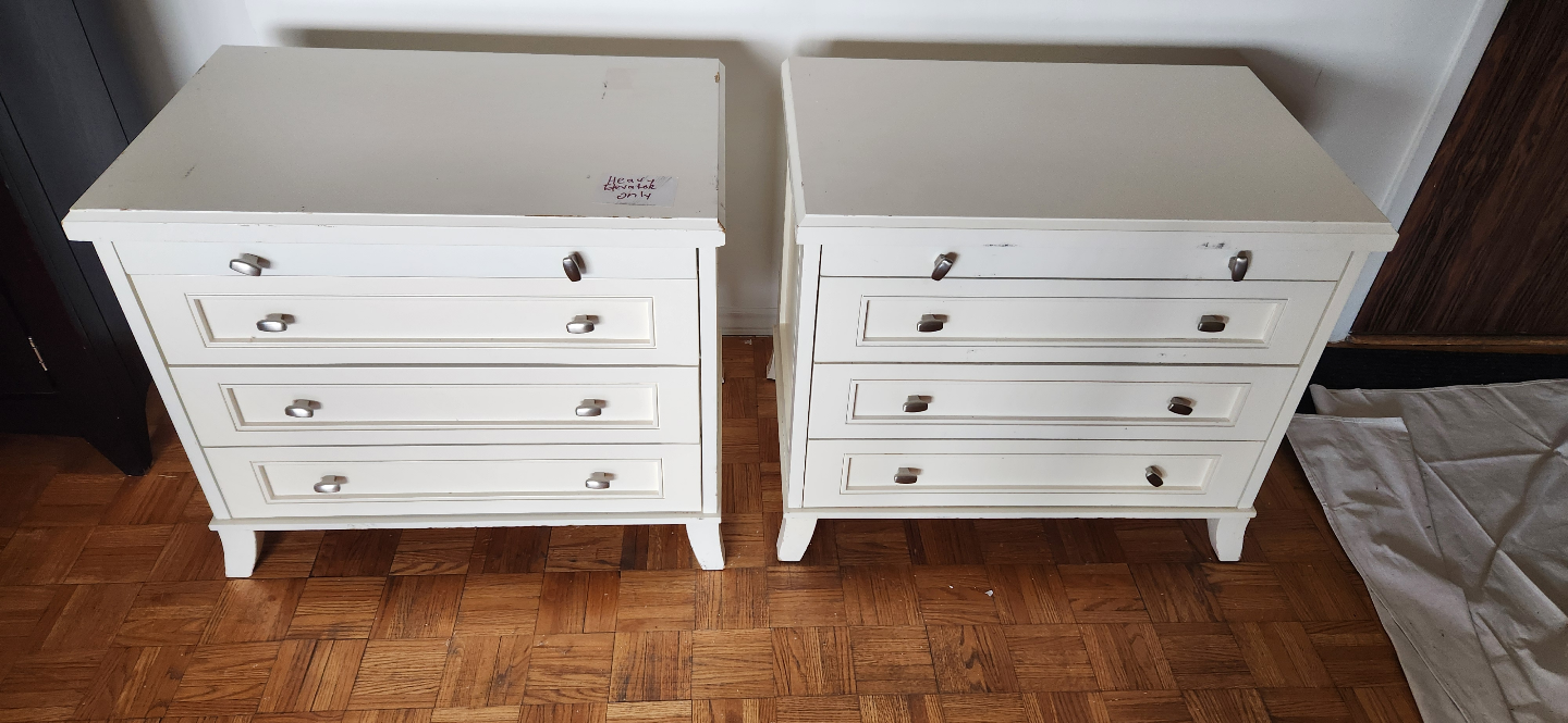 2 Pair of White Four-Drawer Chests